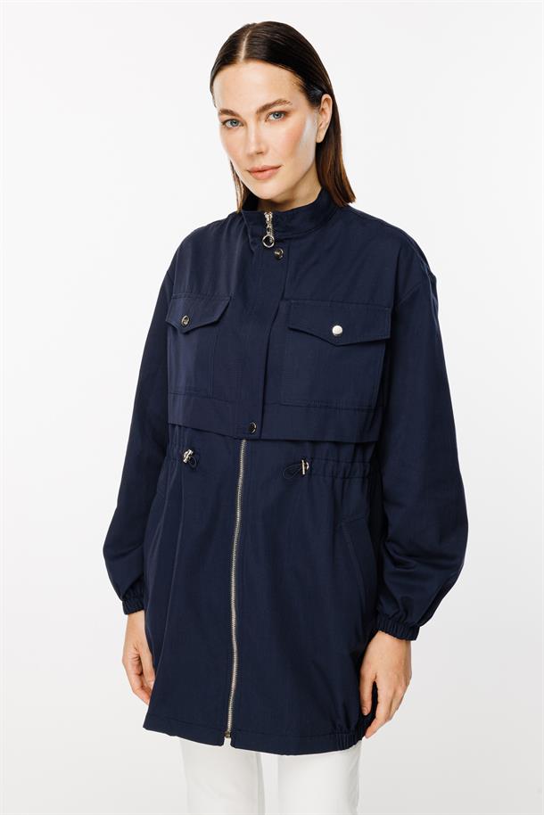 Beli Ayarlanabilir Düğme ve Fermuar Detaylı Kap-LACI