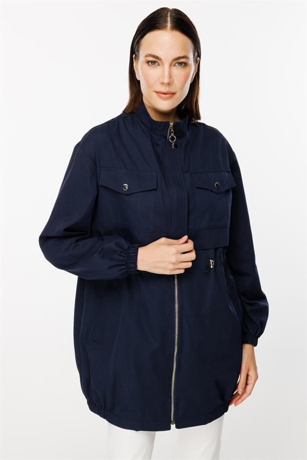 Beli Ayarlanabilir Düğme ve Fermuar Detaylı Kap-LACI