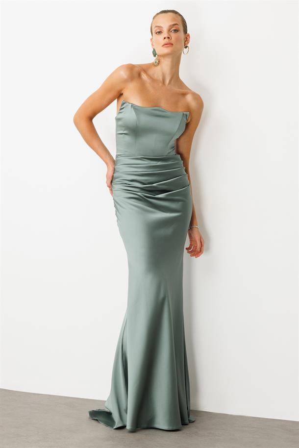 Beli Drapeli Abiye Elbise-MINT