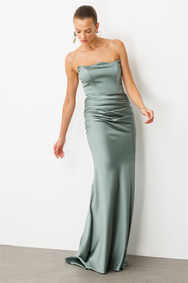 Beli Drapeli Abiye Elbise-MINT