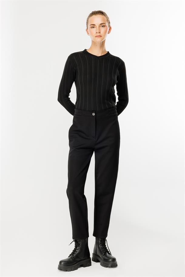 Beli Lastik Detaylı Spor Pantolon-SİYAH