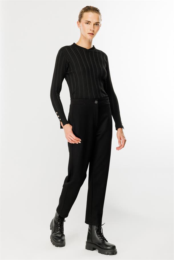 Beli Lastik Detaylı Spor Pantolon-SİYAH