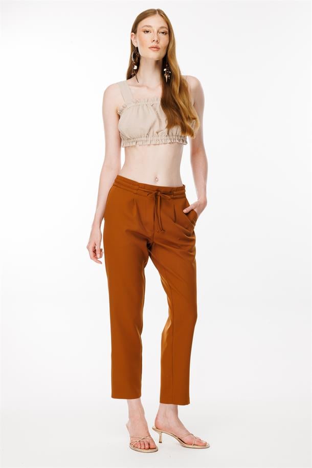 Beli Lastikli Bağcıklı Pantolon-TARÇIN