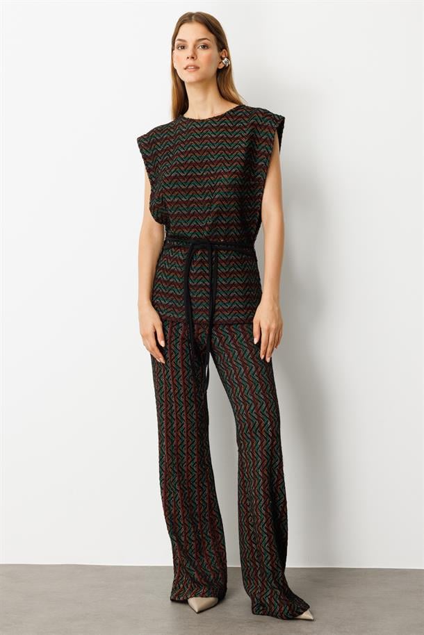 Beli Lastikli Krep Pantolon-SİYAH