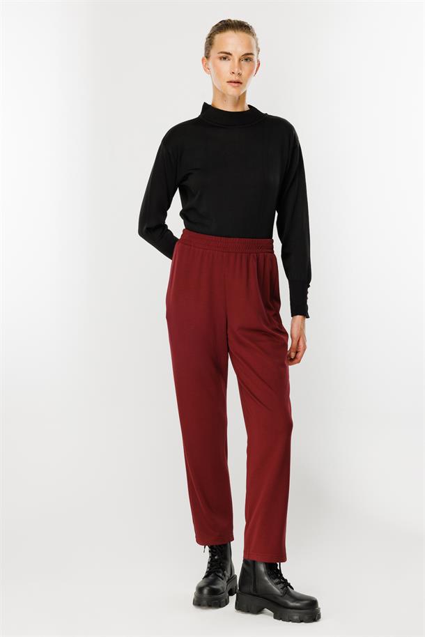 Beli Lastikli Modal Eşofman Altı-BORDO