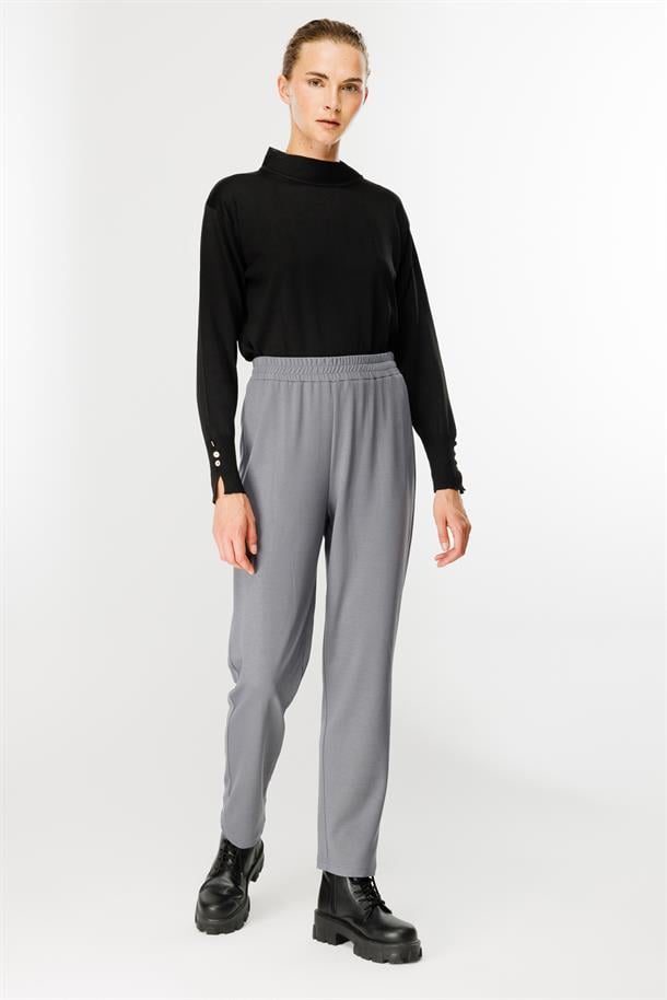 Beli Lastikli Modal Eşofman Altı-GRİ