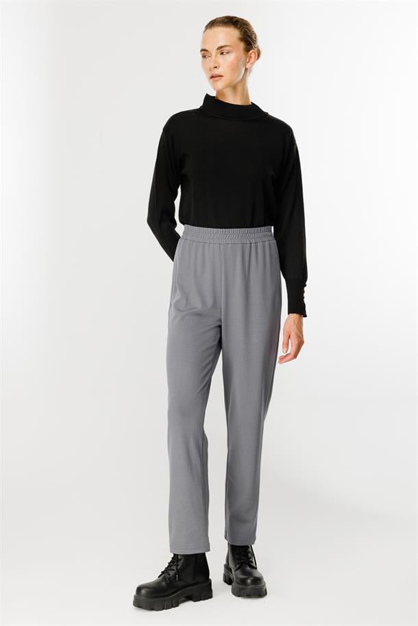 Beli Lastikli Modal Eşofman Altı-GRİ