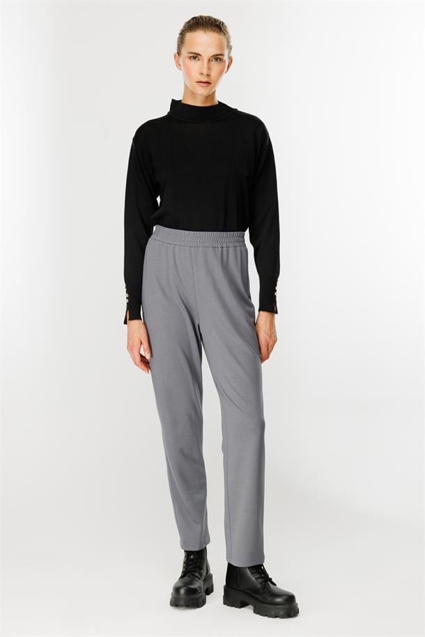 Beli Lastikli Modal Eşofman Altı-GRİ