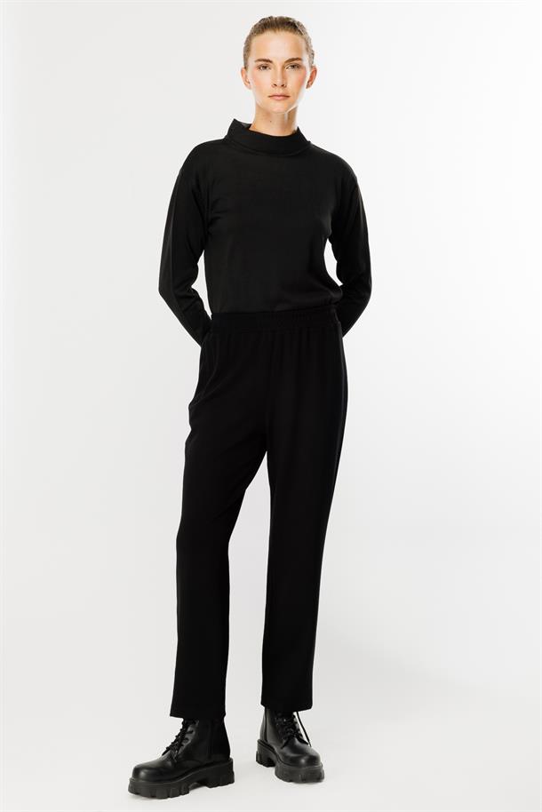 Beli Lastikli Modal Eşofman Altı-SİYAH