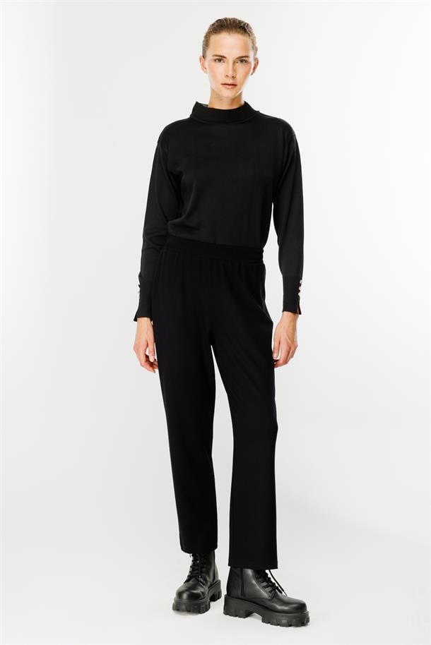 Beli Lastikli Modal Eşofman Altı-SİYAH