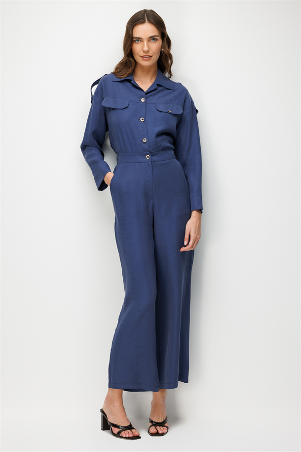 Beli Lastikli Cupra Pantolon-İNDİGO