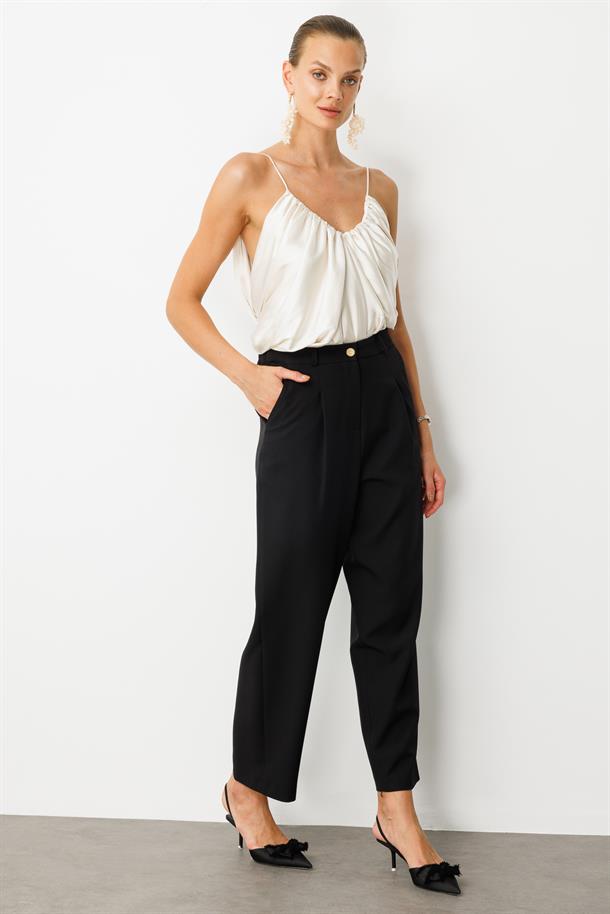 Beli Lastikli Relax Pantolon-SİYAH