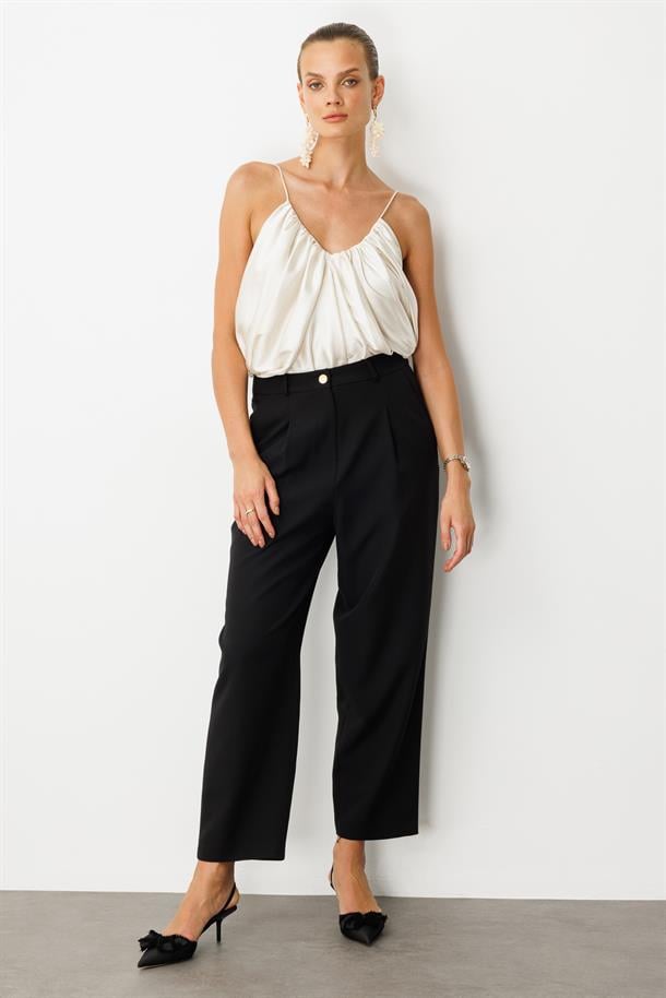 Beli Lastikli Relax Pantolon-SİYAH