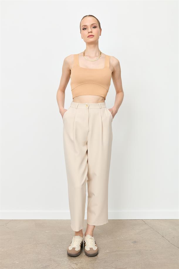 Beli Lastikli Relax Pantolon-TAŞ
