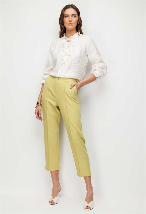 Beli Lastikli Scuba Krep Pantolon-Y.YEŞİLİ