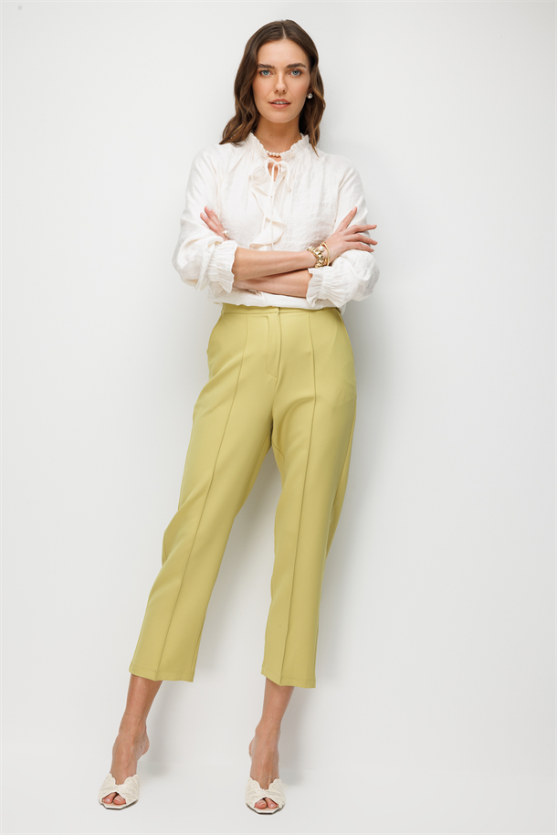 Beli Lastikli Scuba Krep Pantolon-Y.YEŞİLİ