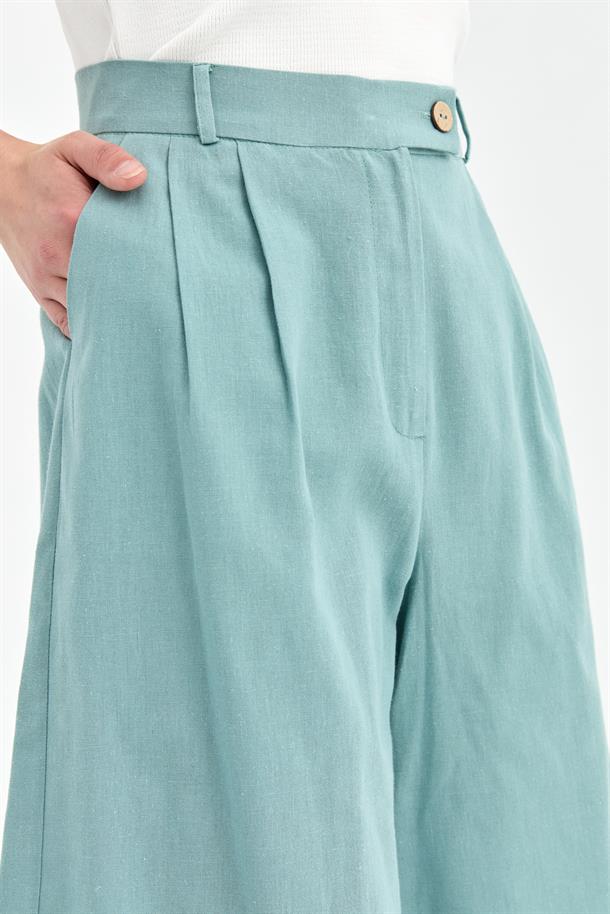 Bermuda Keten Pantolon-MINT