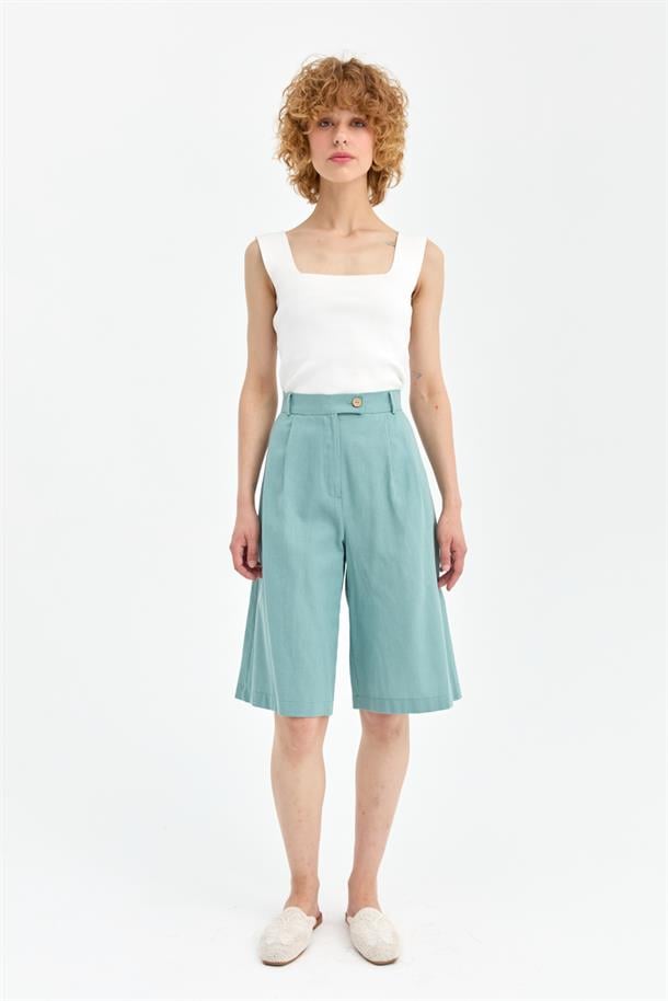 Bermuda Keten Pantolon-MINT