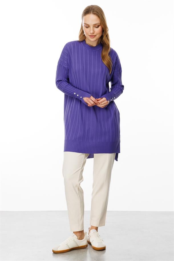 Bisiklet Yaka Triko Tunik-MÜRDÜM