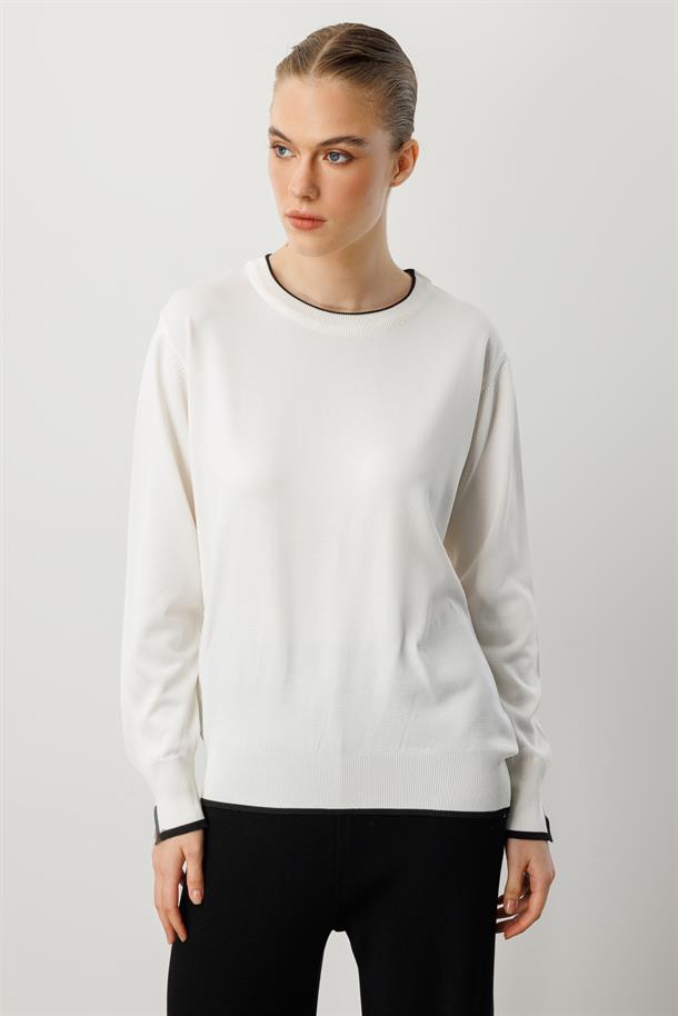 Biye Detaylı Basic Triko Kazak-KEMIK