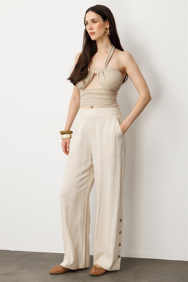 Bol Paça Viskon Pantolon-TAŞ