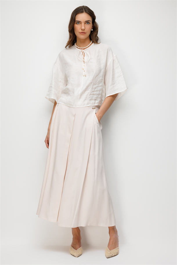 Boyundan Bağlamalı Bluz-EKRU