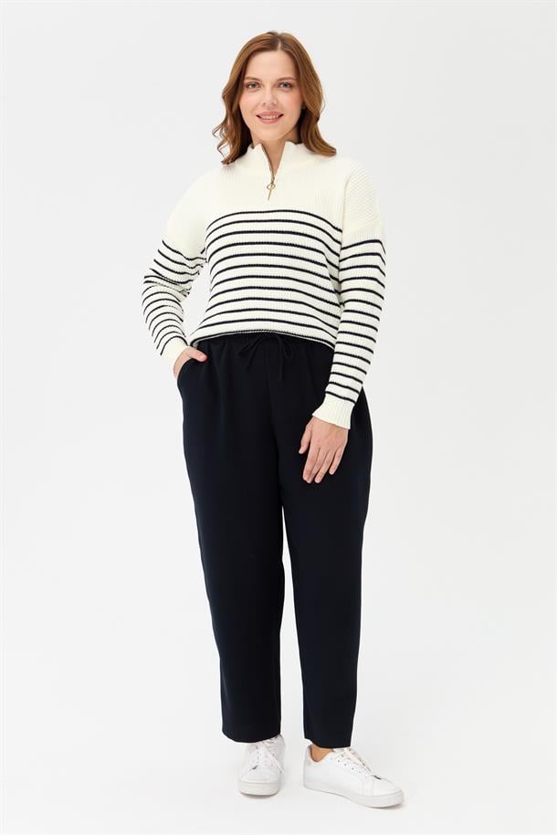 Büyük Beden Beli Lastikli Pantolon-LACI