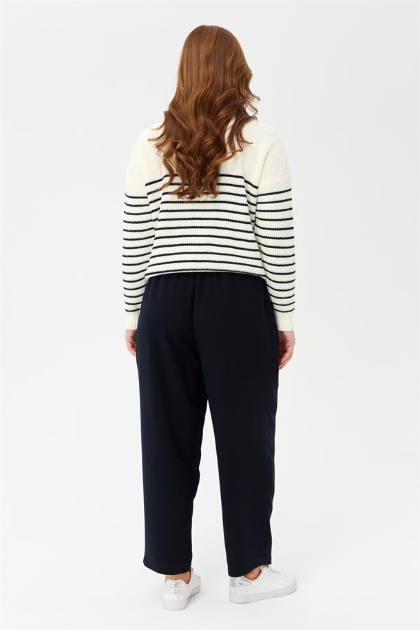 Büyük Beden Beli Lastikli Pantolon-LACI