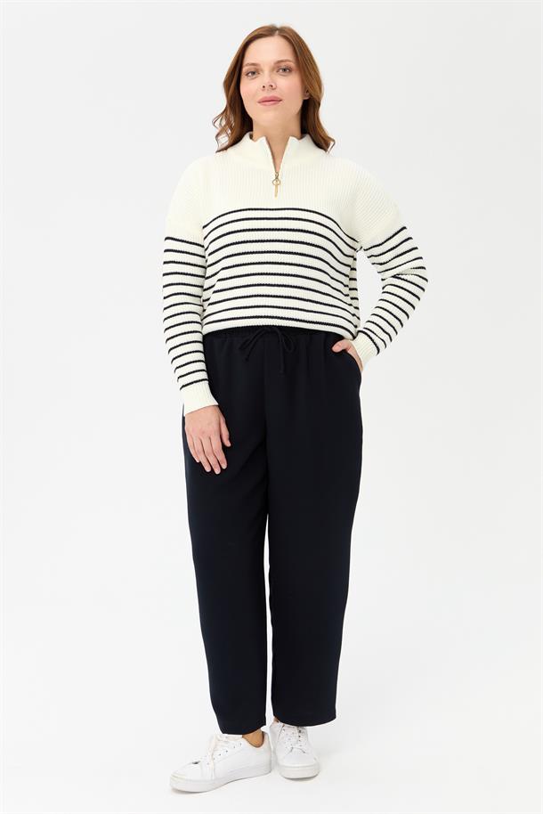 Büyük Beden Beli Lastikli Pantolon-LACI