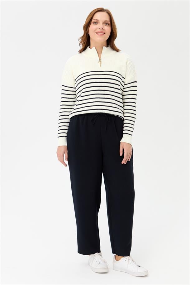 Büyük Beden Beli Lastikli Pantolon-LACI