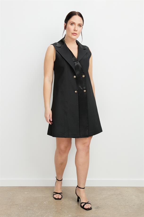 Büyük Beden Ceket Elbise-SİYAH