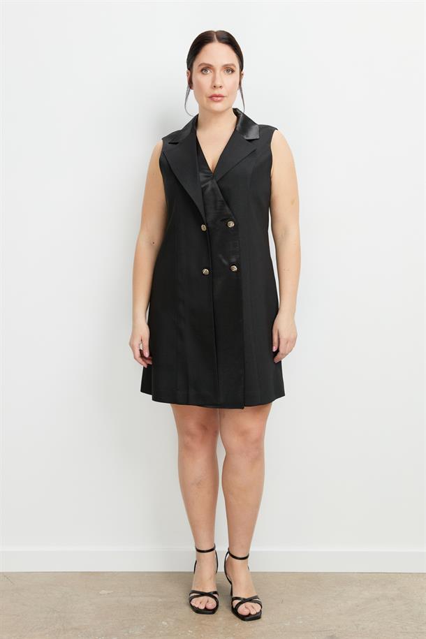 Büyük Beden Ceket Elbise-SİYAH