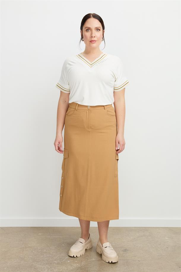 Büyük Beden Cep Detay Etek-CAMEL