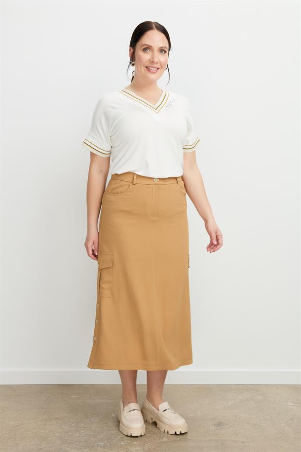 Büyük Beden Cep Detay Etek-CAMEL