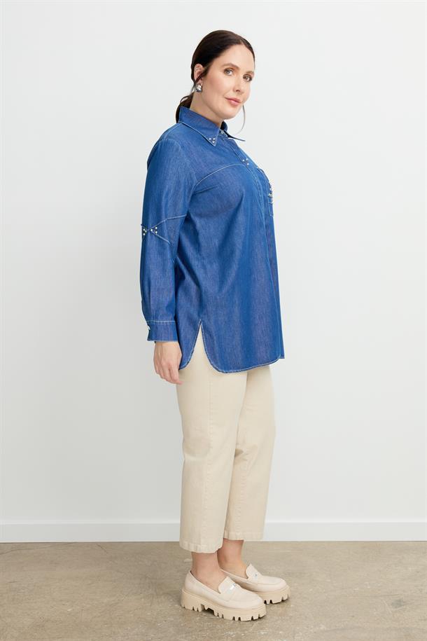 Büyük Beden Cep Detay Kot Tunik-LACI