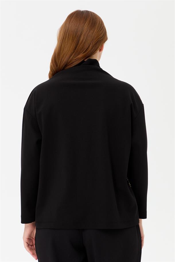 Büyük Beden Cepli Desenli Bluz-YEŞİL