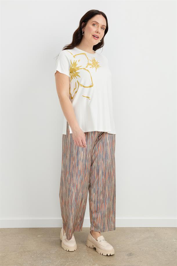 Büyük Beden Çiçek Baskılı Bluz-SARI