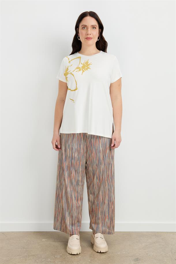 Büyük Beden Çiçek Baskılı Bluz-SARI