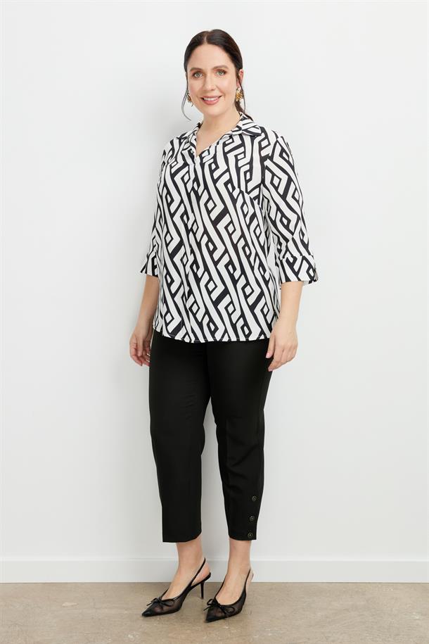 Büyük Beden Desenli Gömlek-SİYAH