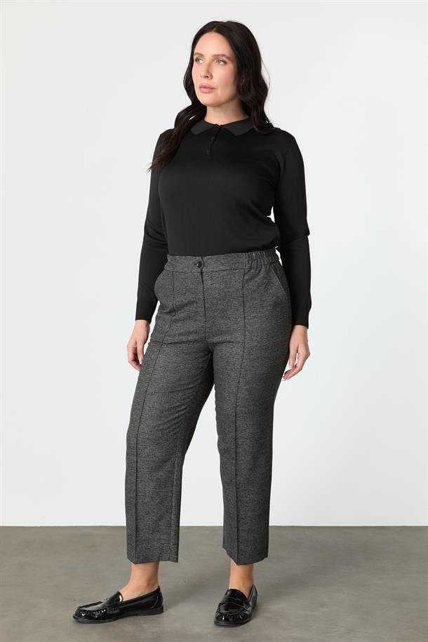 Büyük Beden Desenli Pantolon-SİYAH