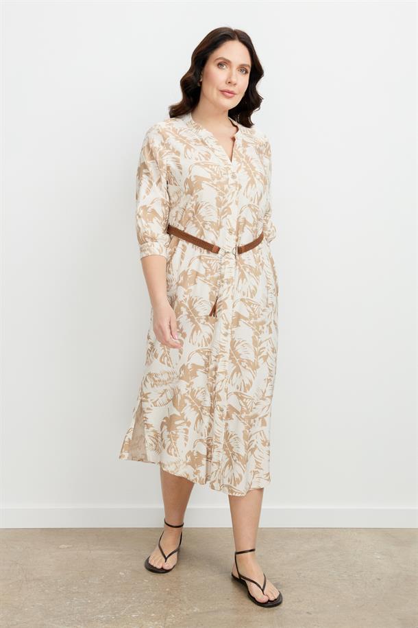 Büyük Beden Desenli Uzun Elbise-MOKKA