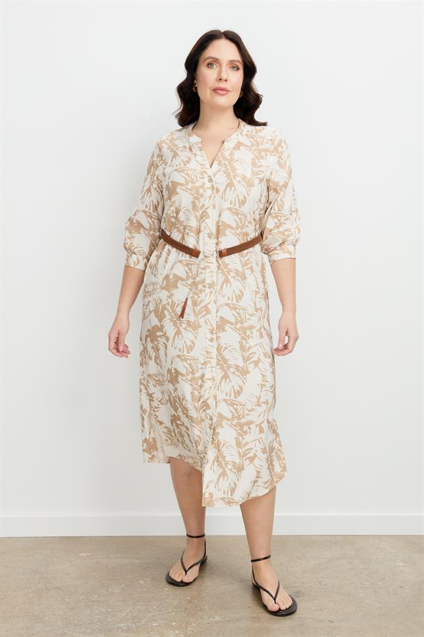 Büyük Beden Desenli Uzun Elbise-MOKKA