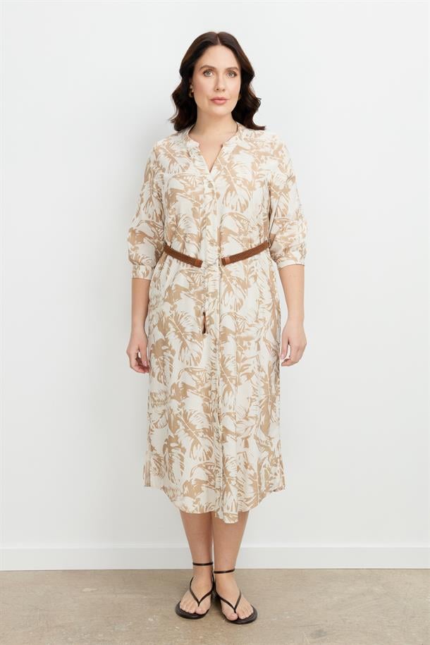 Büyük Beden Desenli Uzun Elbise-MOKKA