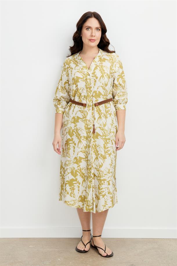 Büyük Beden Desenli Uzun Elbise-Y.YEŞİLİ