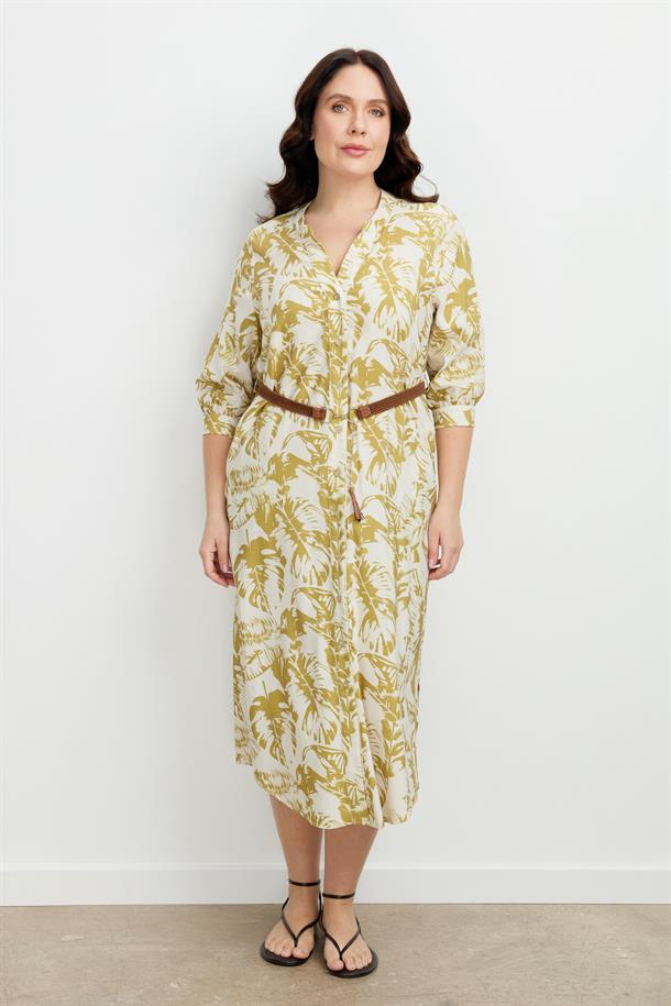 Büyük Beden Desenli Uzun Elbise-Y.YEŞİLİ