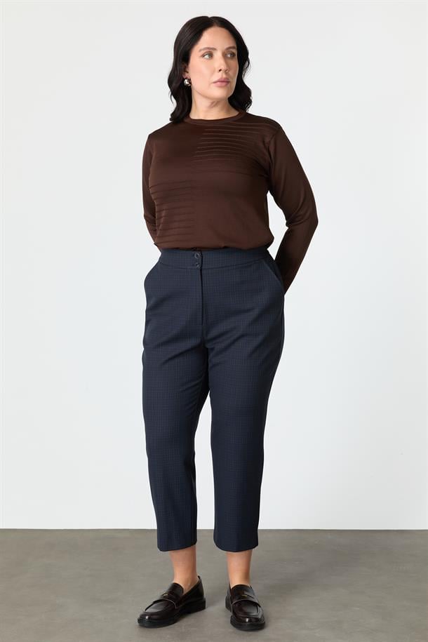 Büyük Beden Ekose Pantolon-LACI