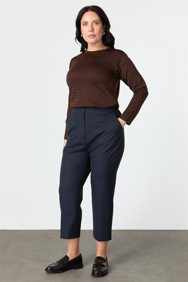 Büyük Beden Ekose Pantolon-LACI