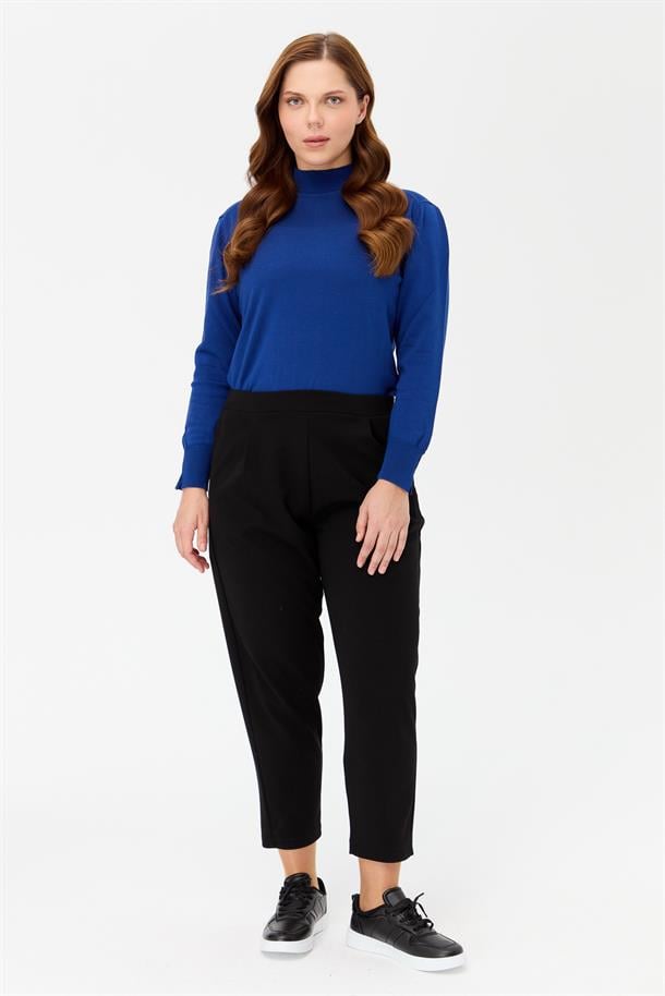 Büyük Beden Havuç Kesim Pantolon-SİYAH