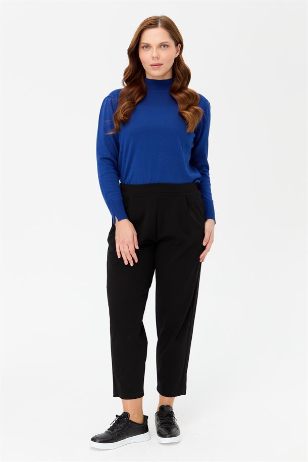 Büyük Beden Havuç Kesim Pantolon-SİYAH