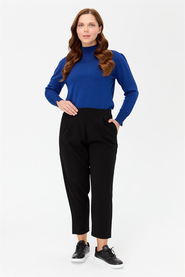 Büyük Beden Havuç Kesim Pantolon-SİYAH